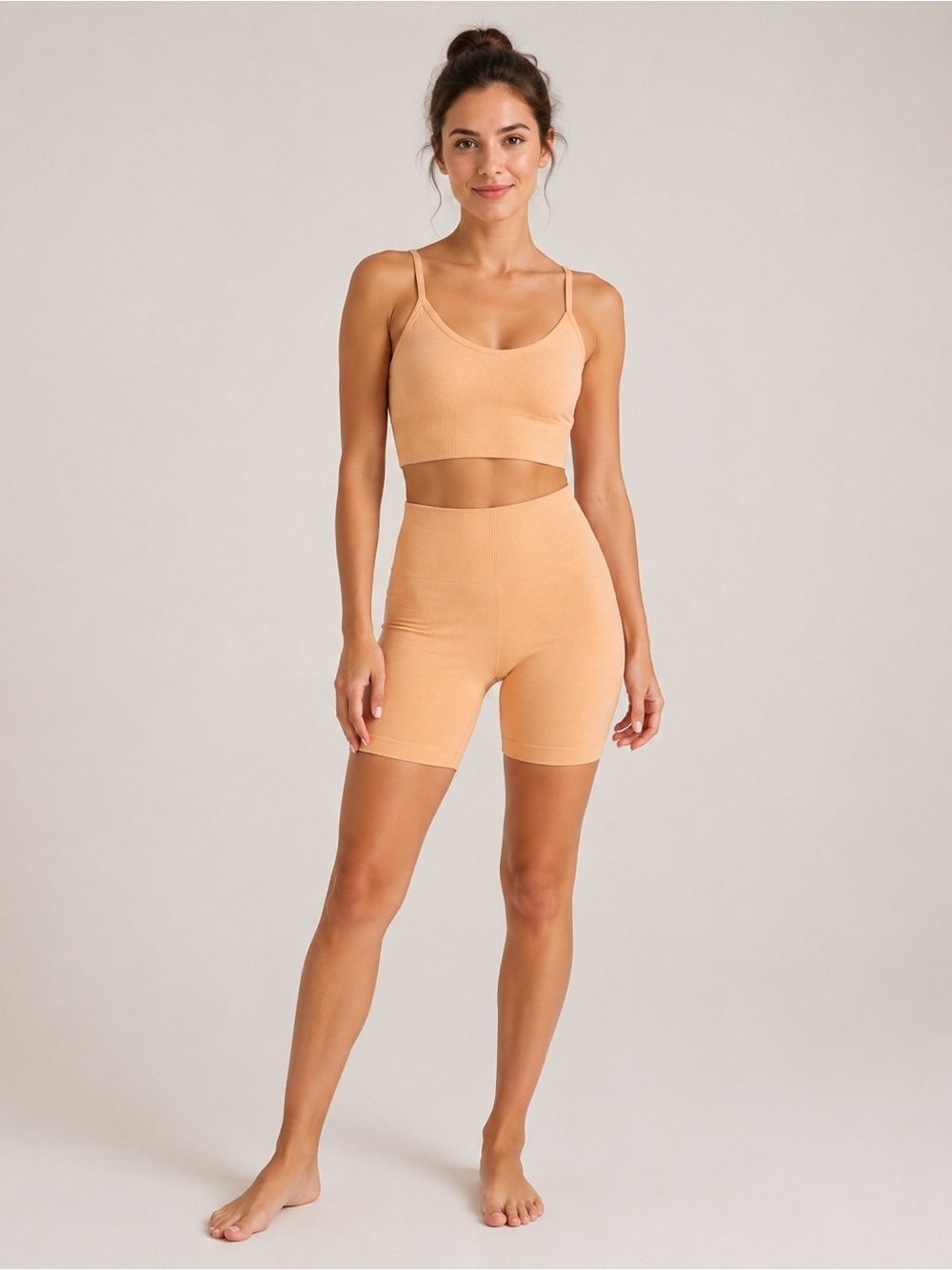NWT Women’s Yoga Outfit Seamless Workoutset High Waist Shorts With Sports Bra S